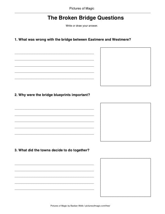 Preview of The Broken Bridge Questions worksheet.