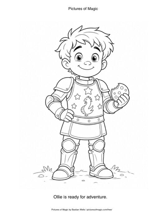 Preview of the Ollie in Armor coloring page.