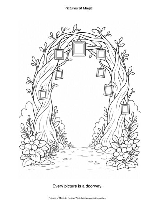 Preview of the Picture Tree Portal coloring page.