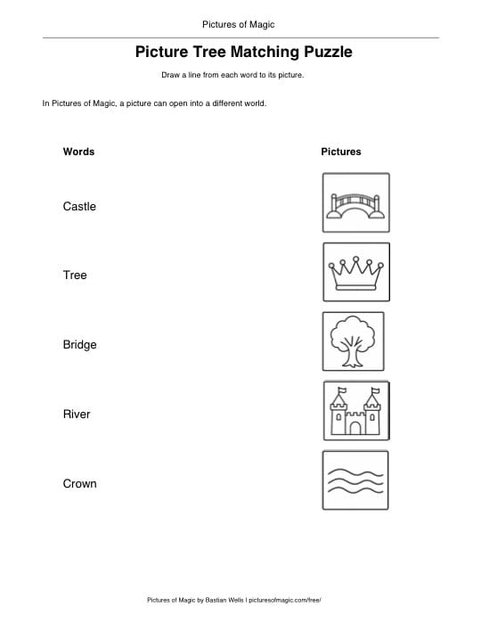 Preview of the Picture Tree Matching Puzzle worksheet.