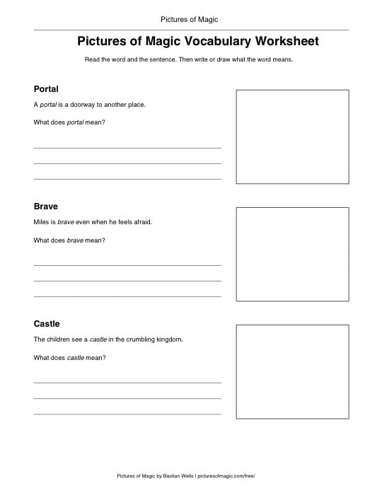 Preview of the Pictures of Magic Vocabulary Worksheet.